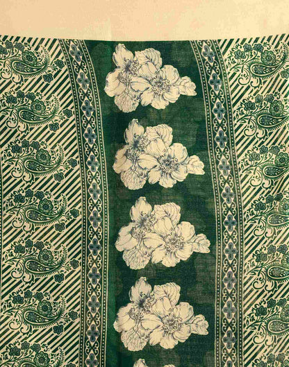 Green Cotton Floral Printed Saree