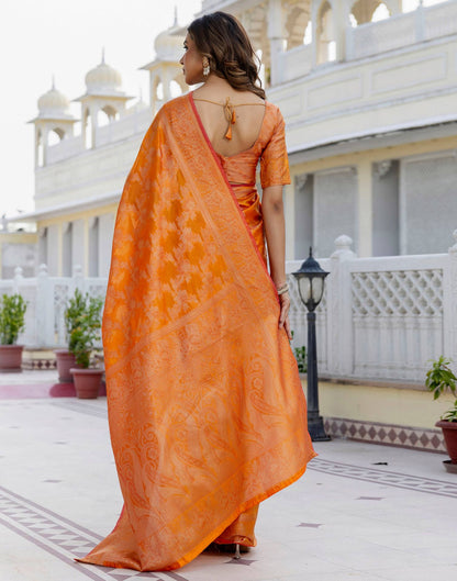 Mustard Yellow Chanderi Woven Banarasi Saree