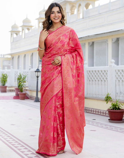 Pink Chanderi Woven Banarasi Saree