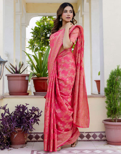 Pink Chanderi Woven Banarasi Saree
