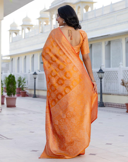 Mustard Yellow Chanderi Woven Banarasi Saree