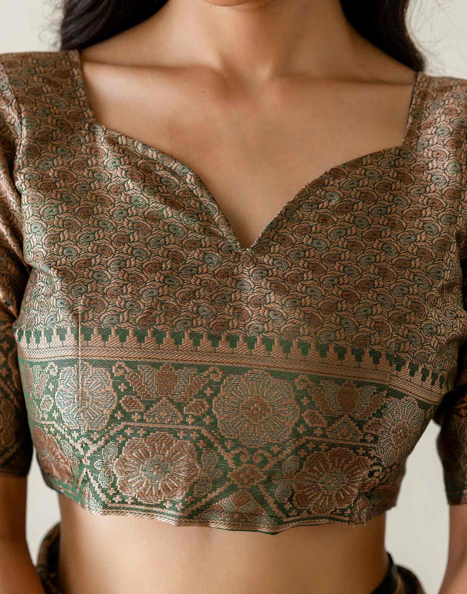 Dark Green Chanderi Woven Banarasi Saree