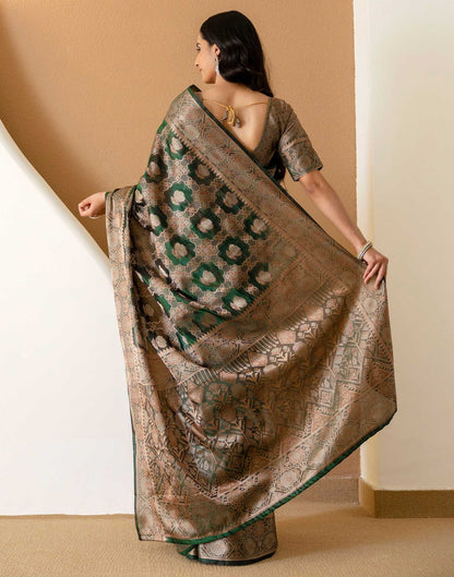 Dark Green Chanderi Woven Banarasi Saree