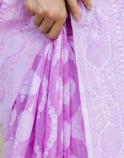 Deep Lavender Cotton Woven Saree
