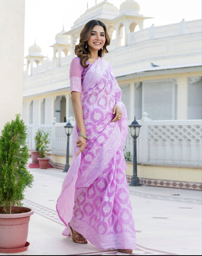 Deep Lavender Cotton Woven Saree