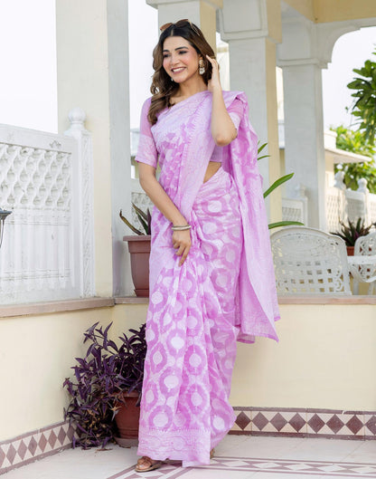 Deep Lavender Cotton Woven Saree
