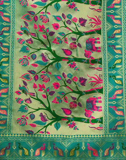 Teal Green Silk Woven Paithani Saree