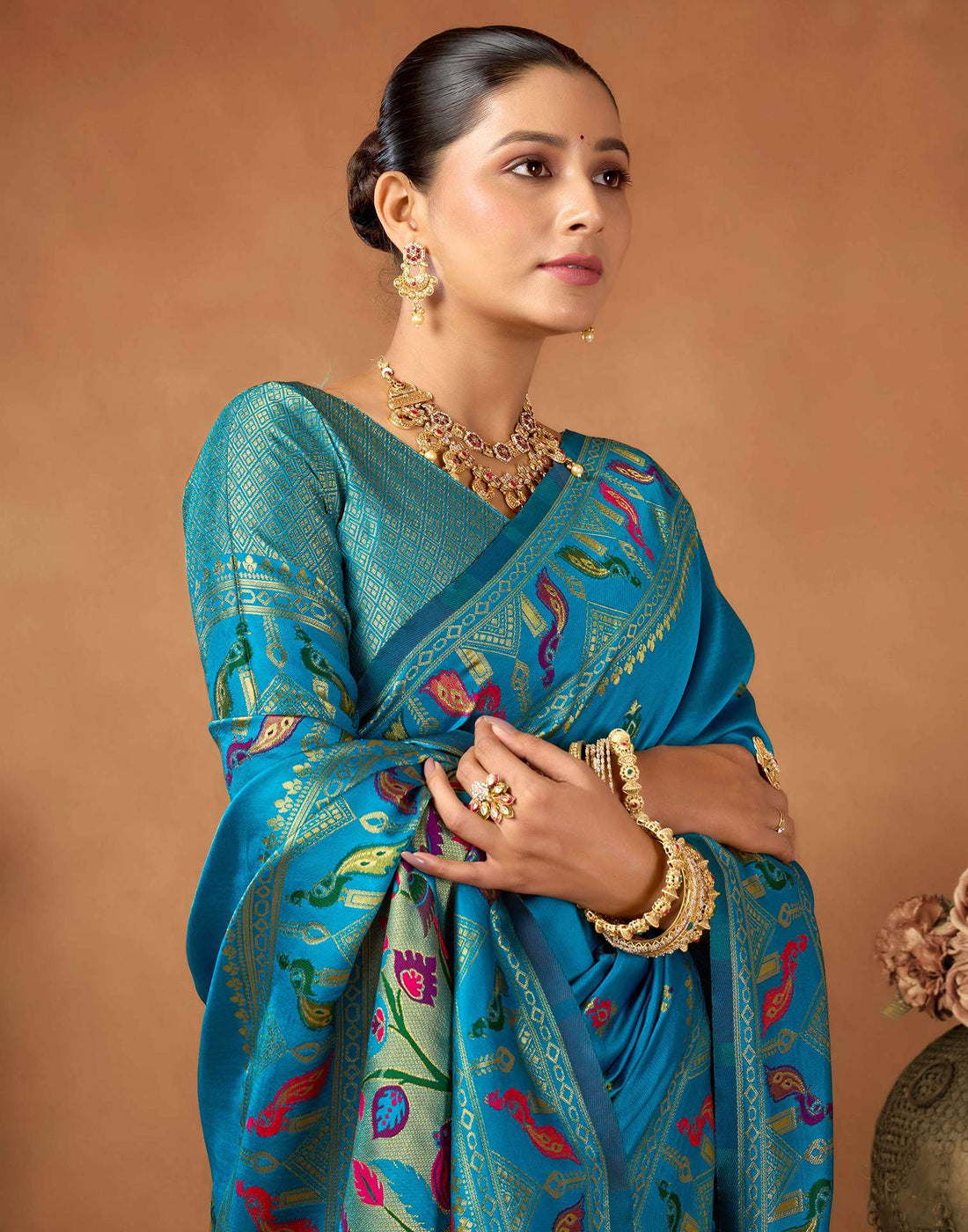 Peacock Blue Silk Woven Paithani Saree