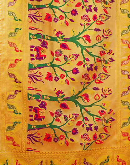 Yellow Silk Woven Paithani Saree