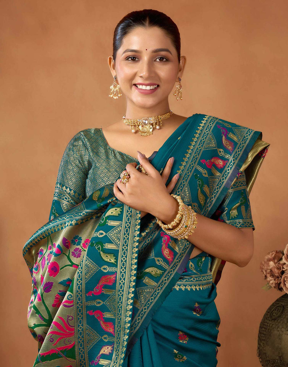 Rama Green Silk Woven Paithani Saree