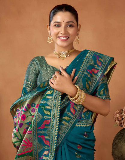 Rama Green Silk Woven Paithani Saree
