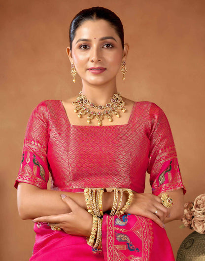 Rani Pink Silk Woven Paithani Saree