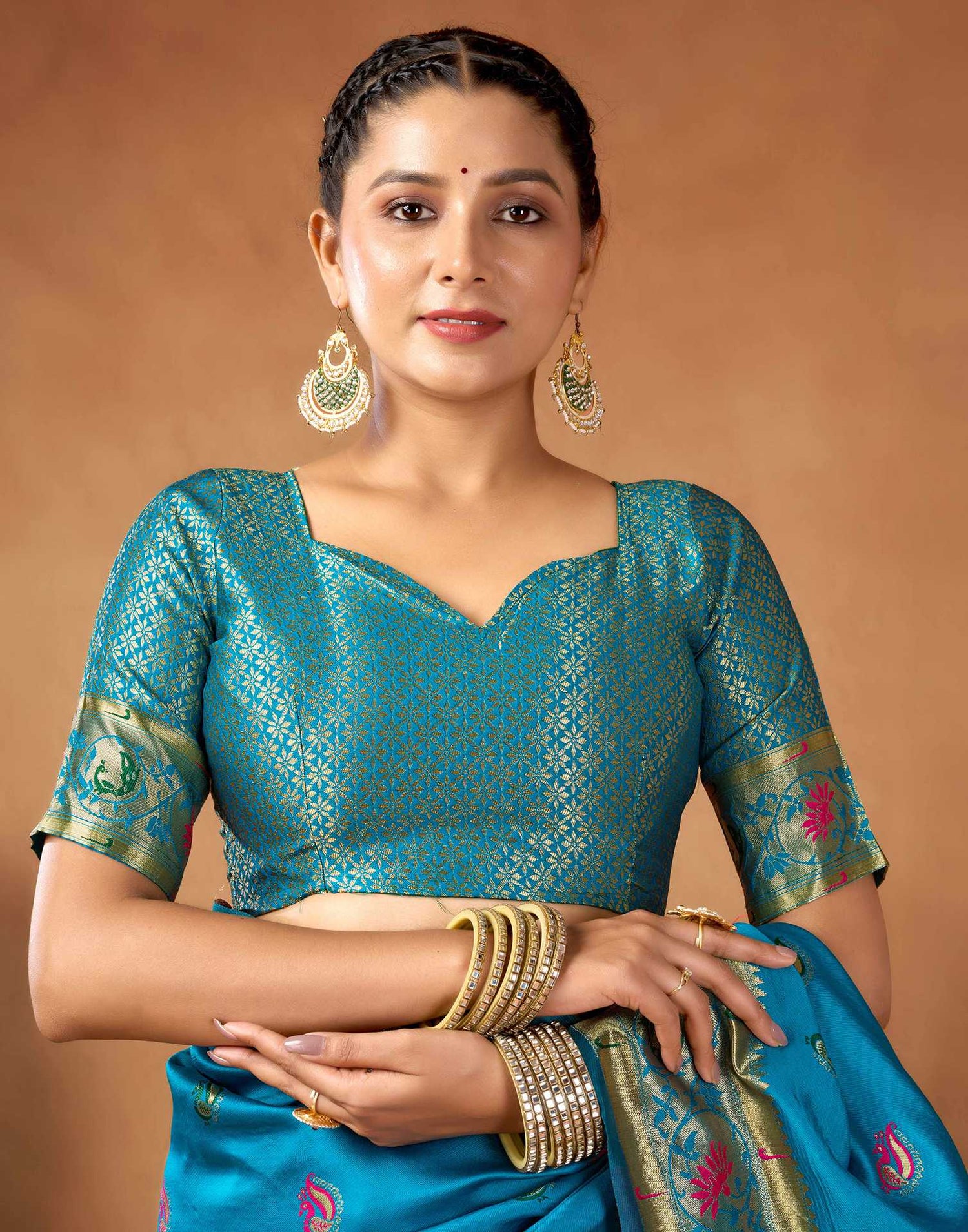 Peacock Blue Silk Woven Paithani Saree