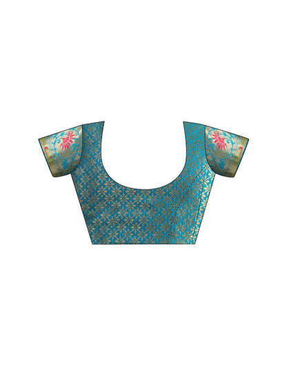 Peacock Blue Silk Woven Paithani Saree