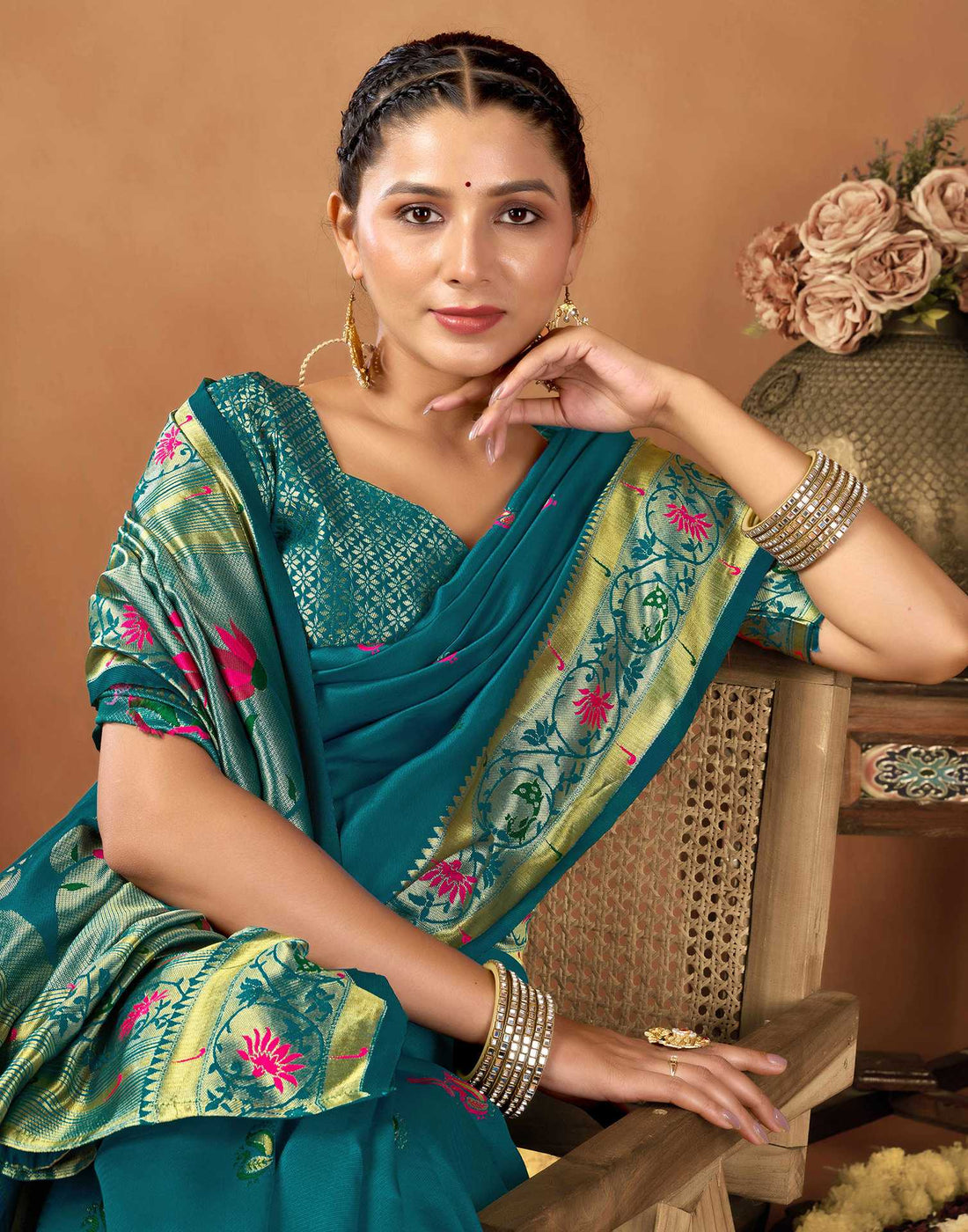Rama Green Silk Woven Paithani Saree