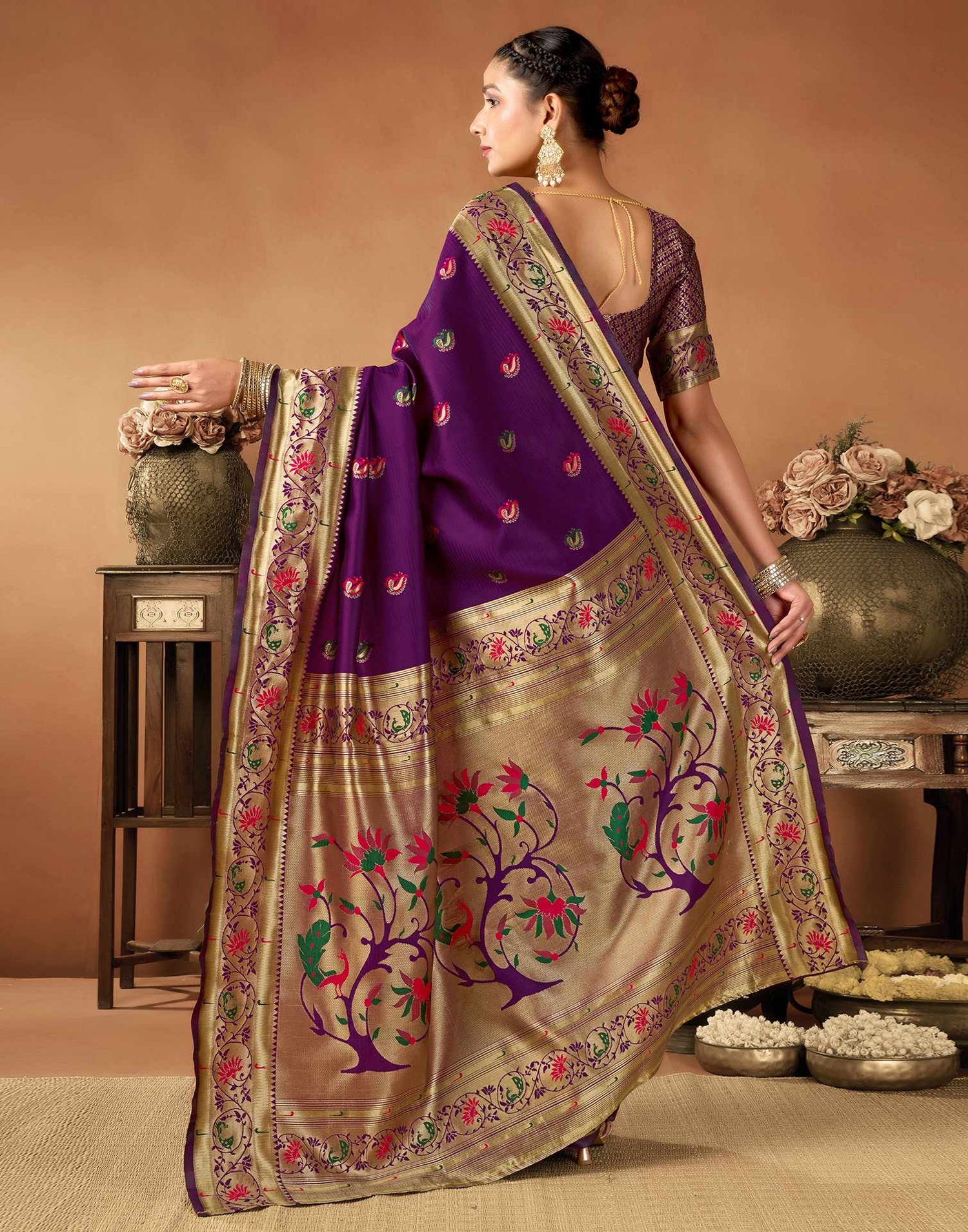 Dark Purple Silk Woven Paithani Saree