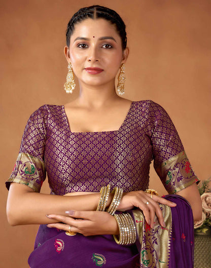 Dark Purple Silk Woven Paithani Saree