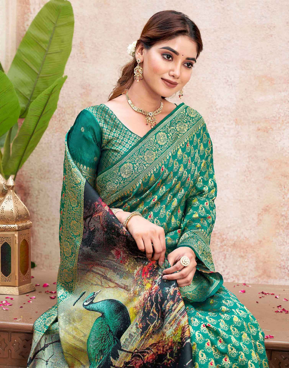 Teal Green Silk Woven Banarasi Saree