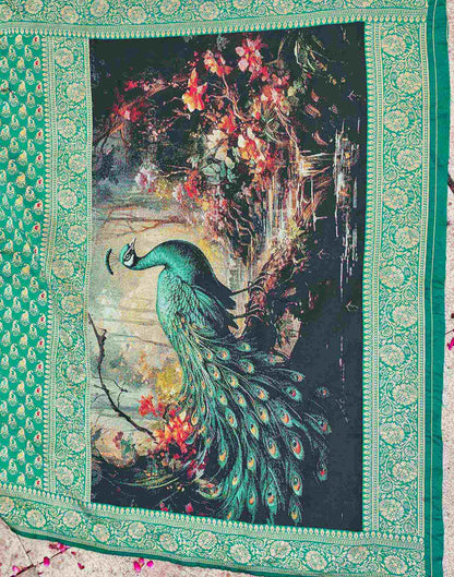 Teal Green Silk Woven Banarasi Saree