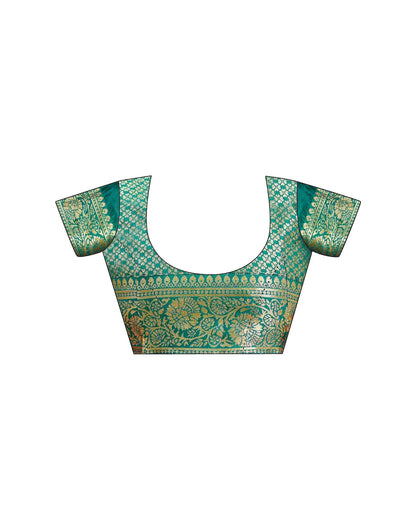Teal Green Silk Woven Banarasi Saree