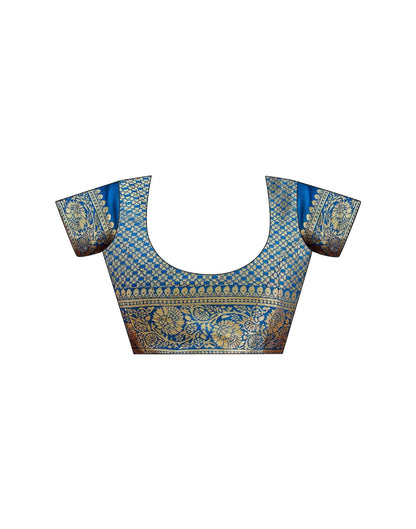 Peacock Blue Silk Woven Banarasi Saree