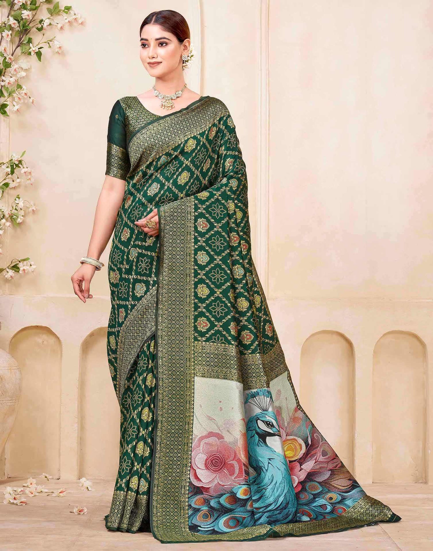 Sea Green Silk Woven Banarasi Saree