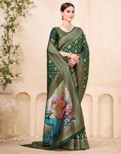 Sea Green Silk Woven Banarasi Saree