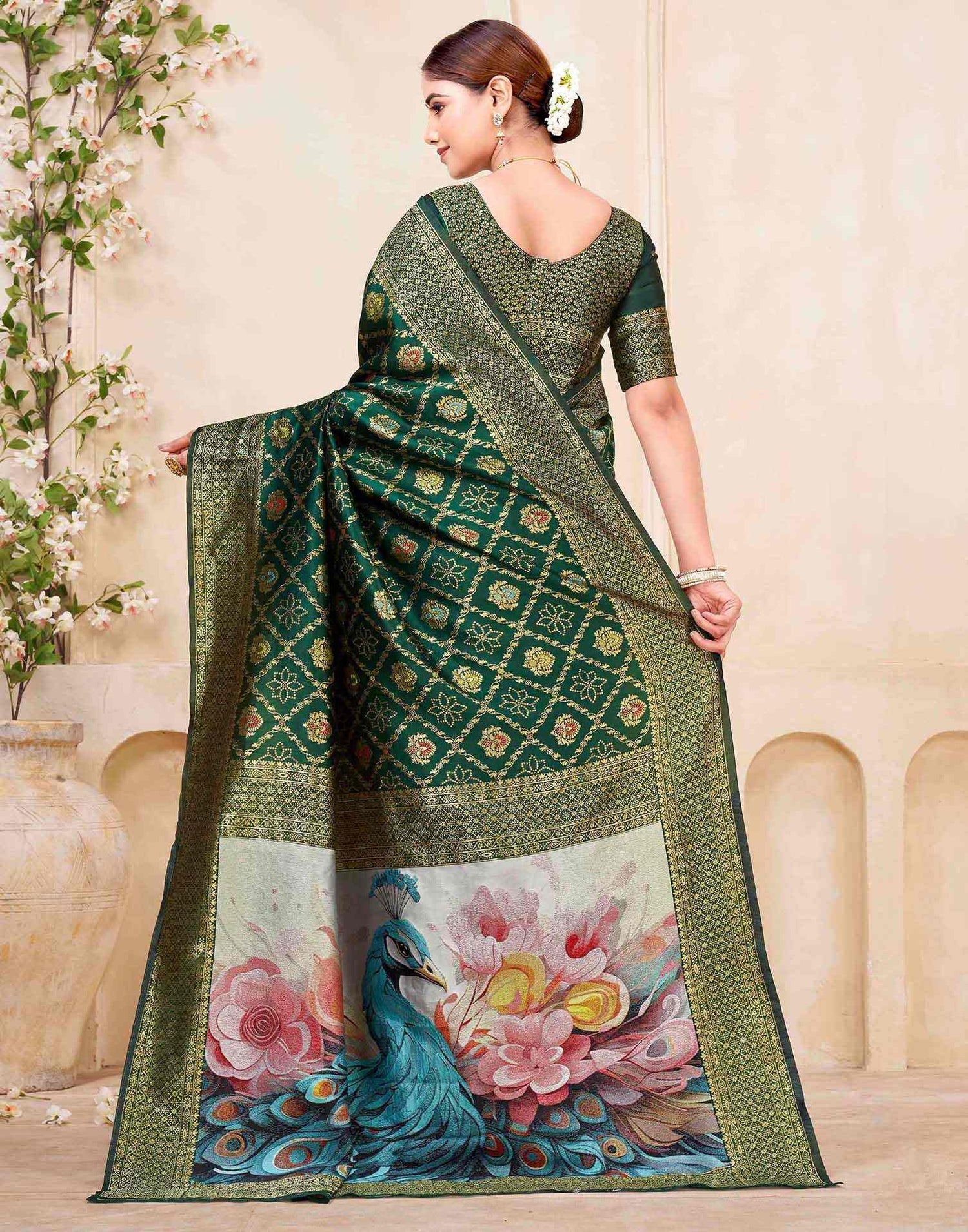 Sea Green Silk Woven Banarasi Saree