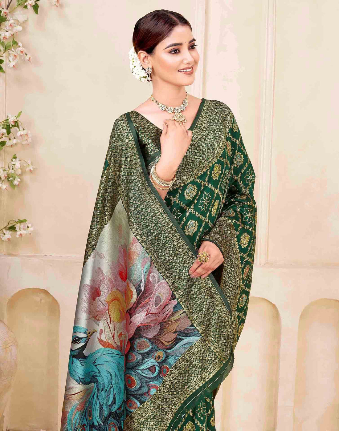 Sea Green Silk Woven Banarasi Saree