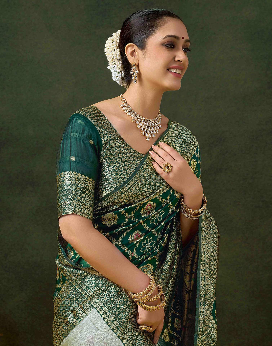 Sea Green Silk Woven Banarasi Saree