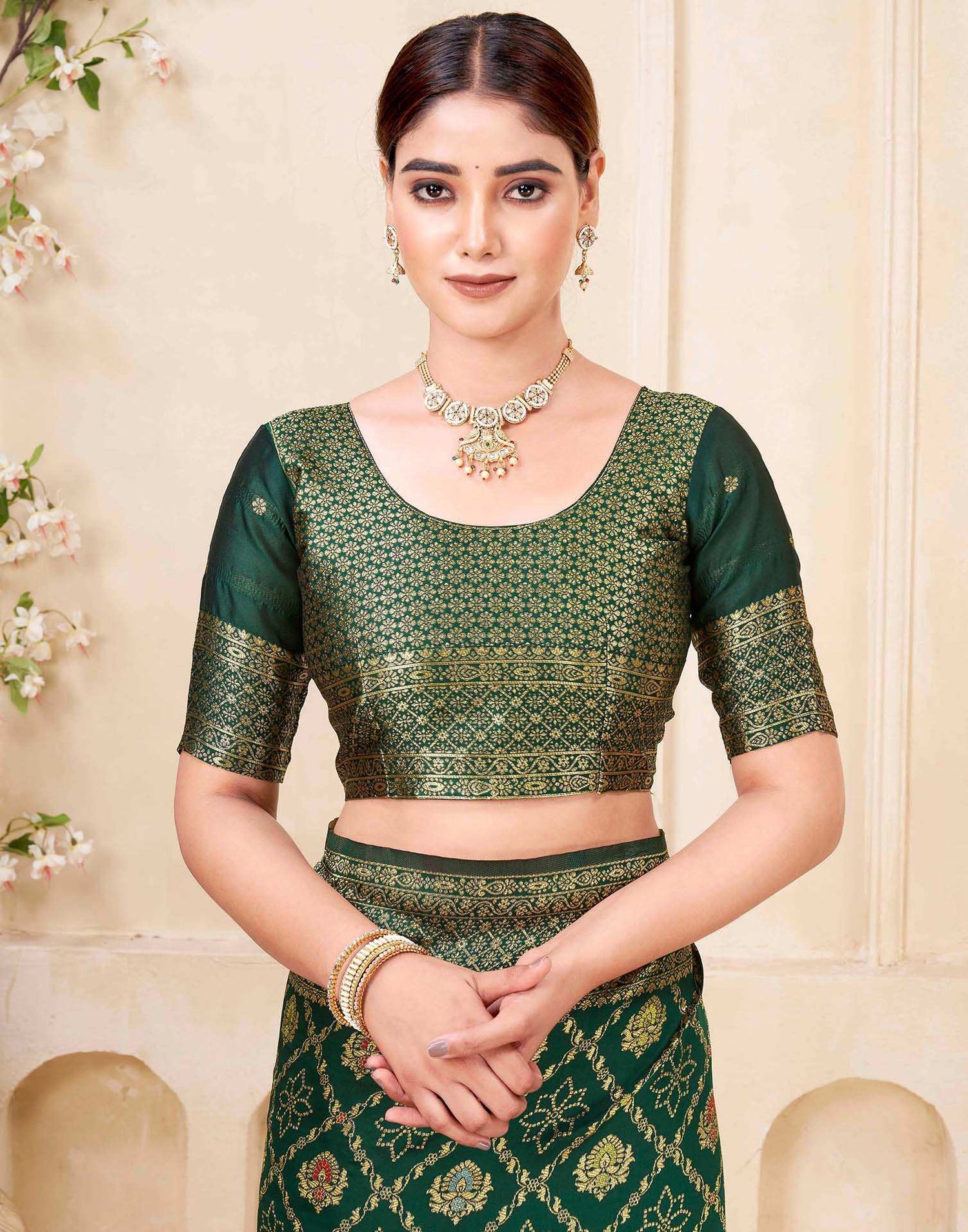 Sea Green Silk Woven Banarasi Saree