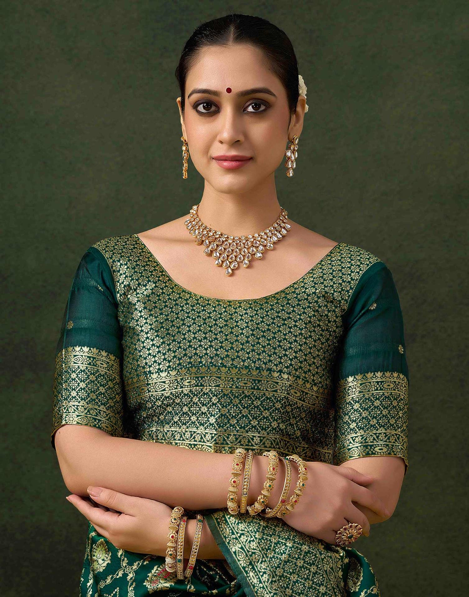 Sea Green Silk Woven Banarasi Saree