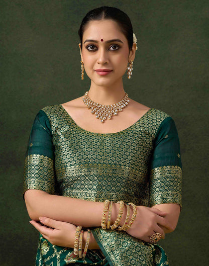 Sea Green Silk Woven Banarasi Saree