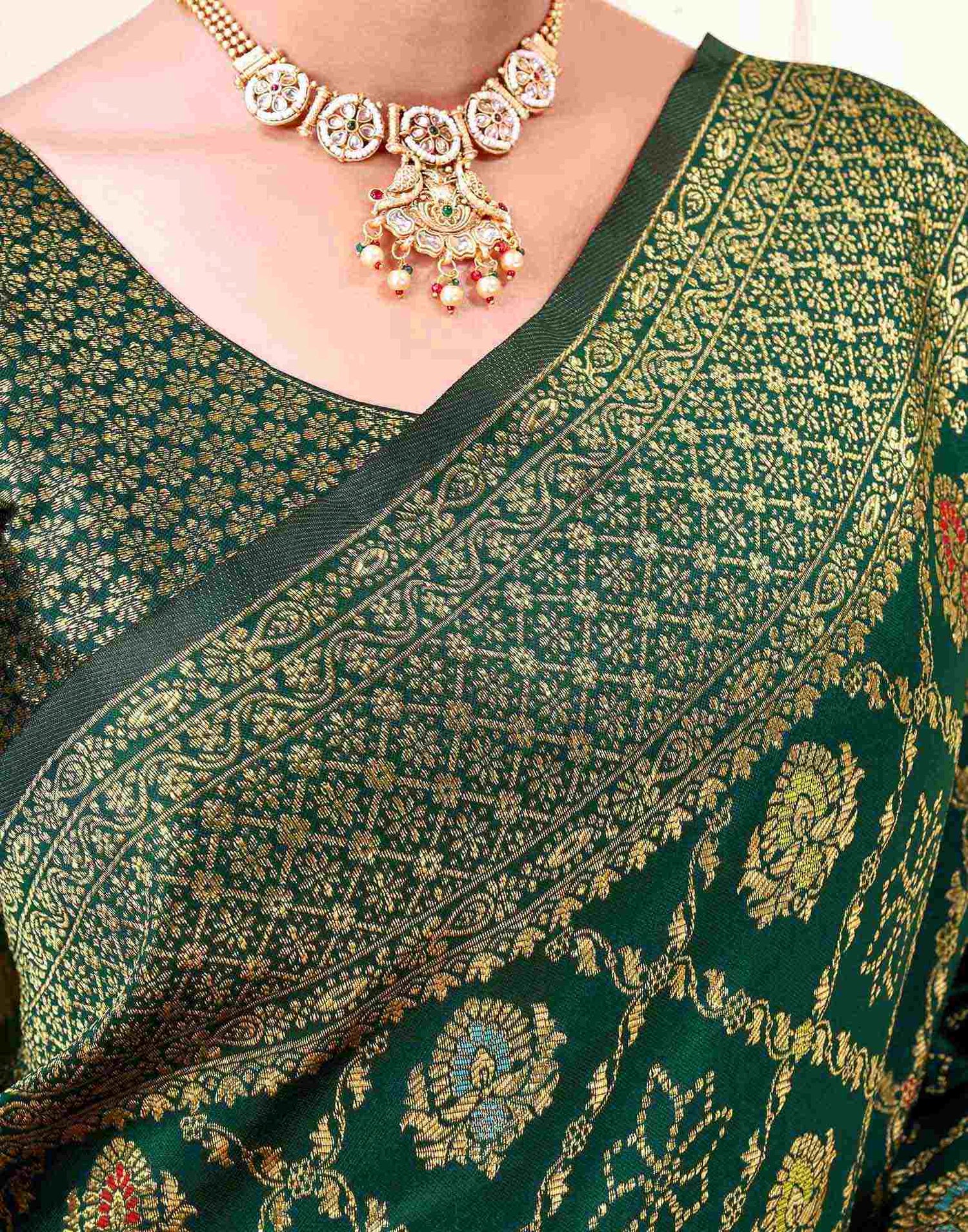 Sea Green Silk Woven Banarasi Saree