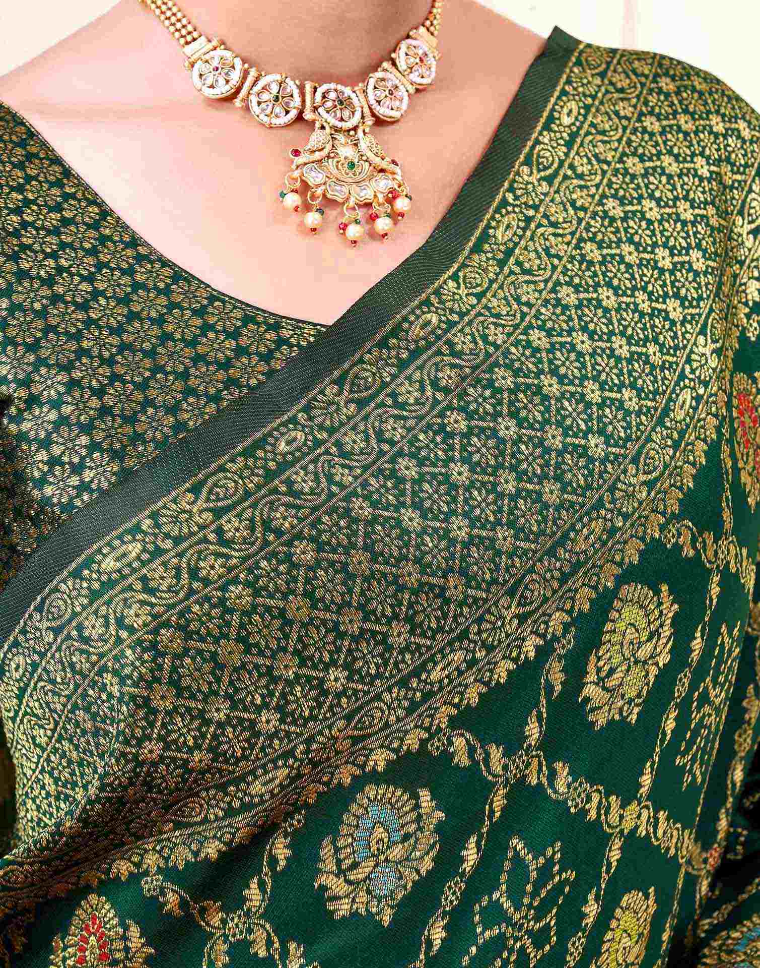 Sea Green Silk Woven Banarasi Saree