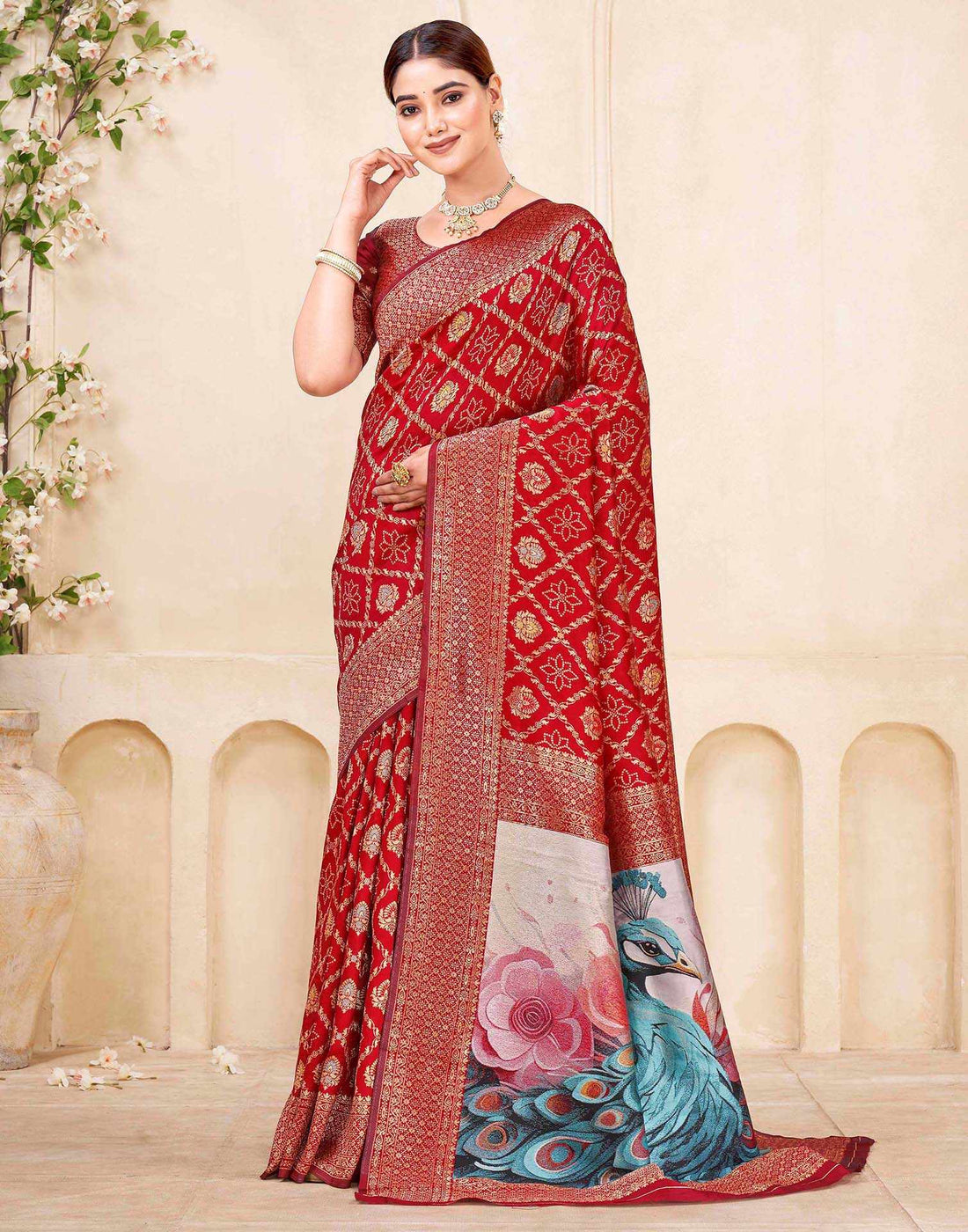 Red Silk Woven Banarasi Saree
