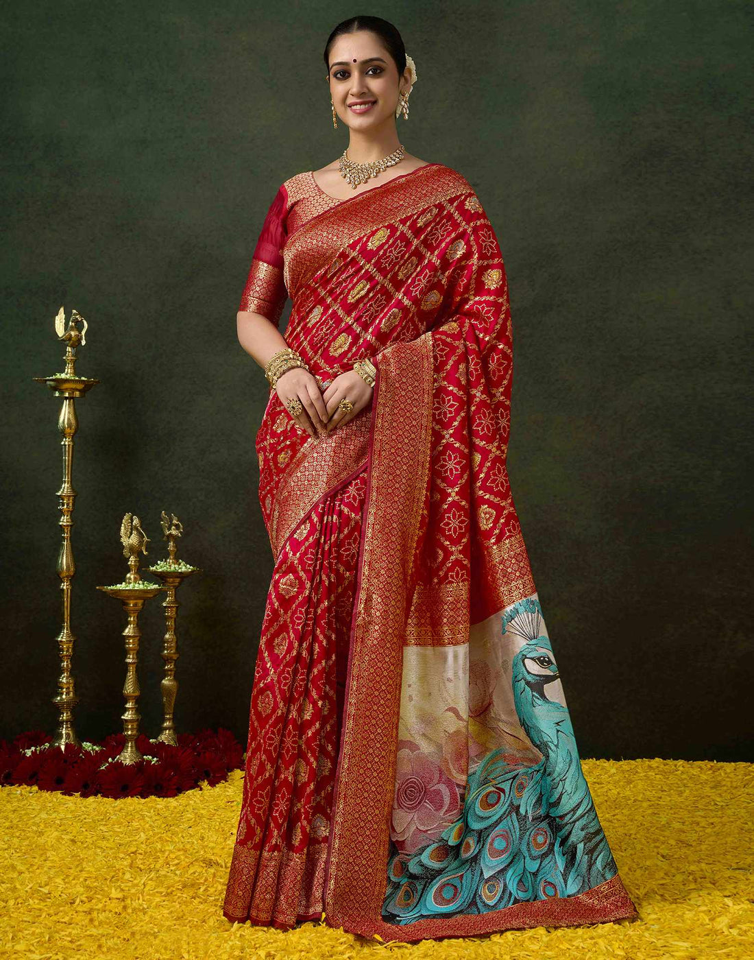 Red Silk Woven Banarasi Saree