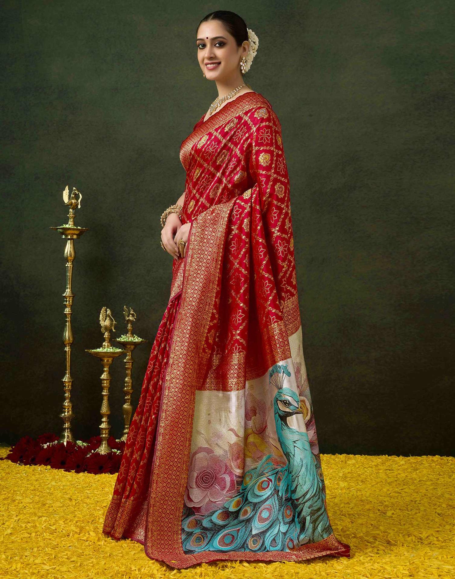 Red Silk Woven Banarasi Saree