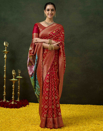 Red Silk Woven Banarasi Saree