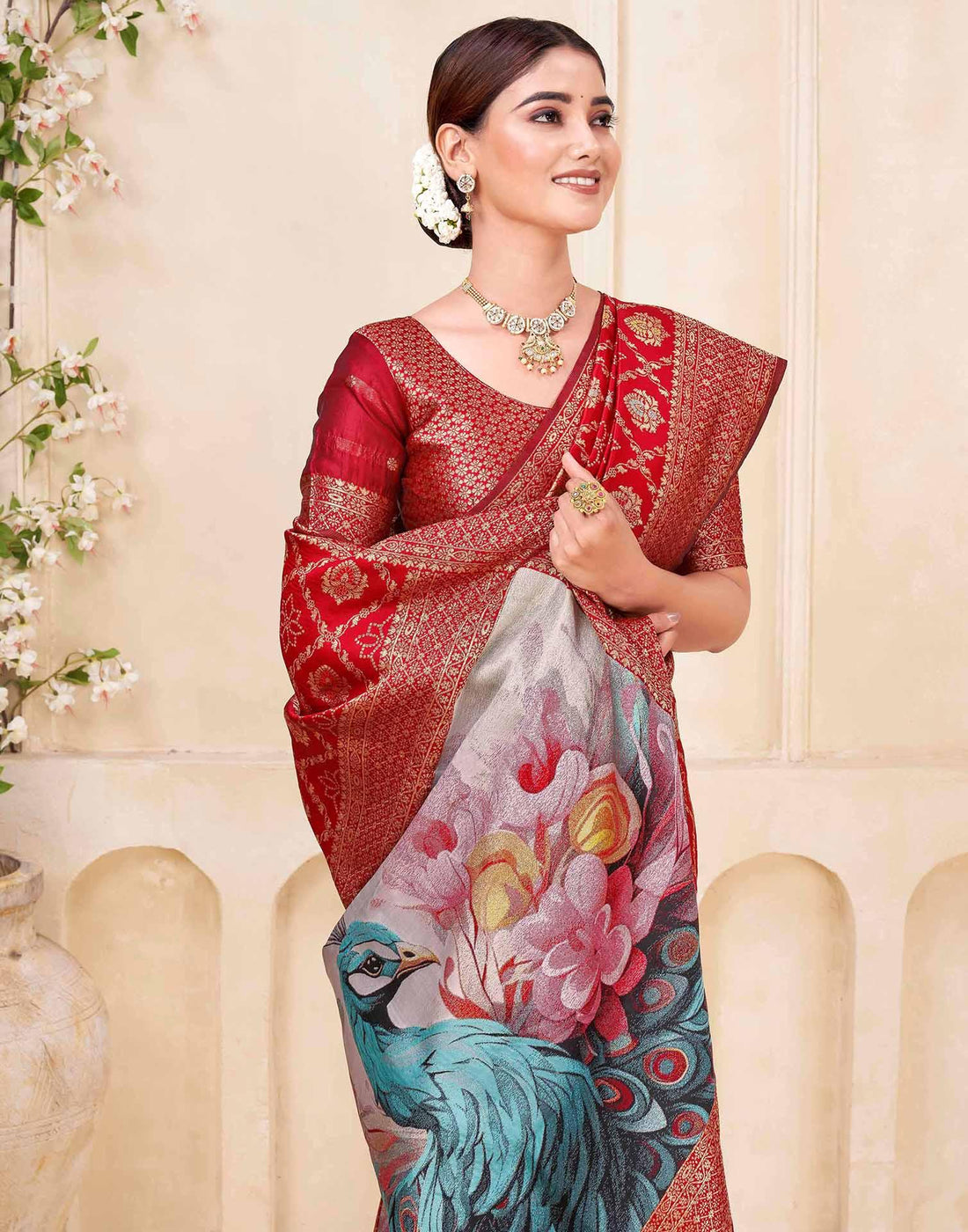 Red Silk Woven Banarasi Saree