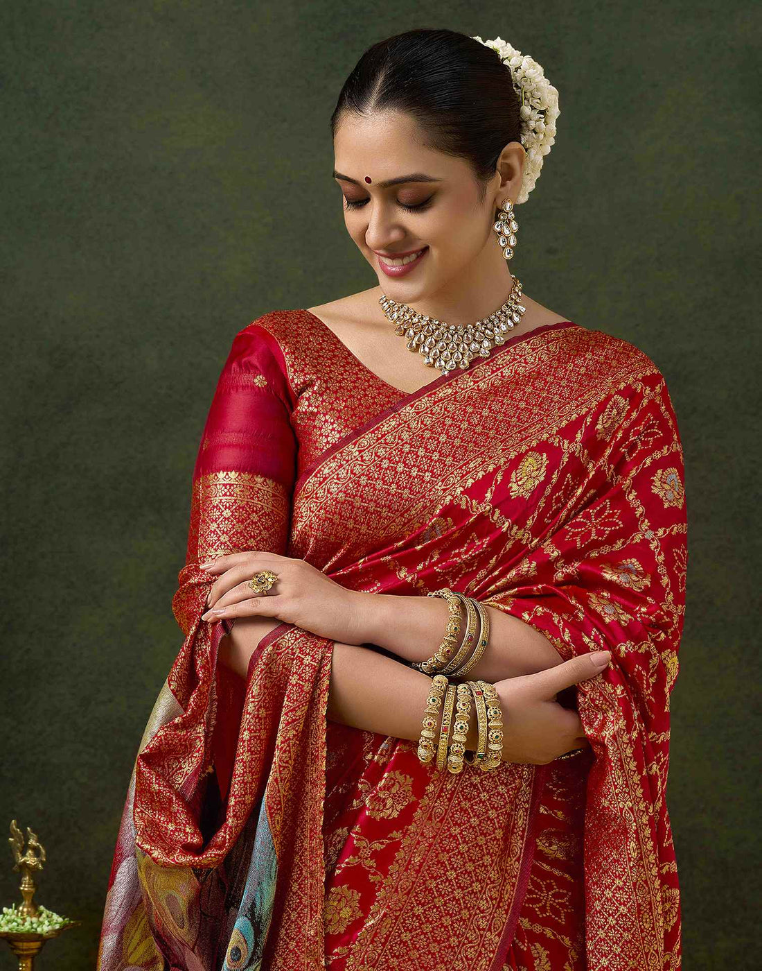 Red Silk Woven Banarasi Saree