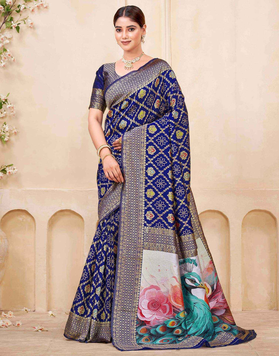 Royal Blue Silk Woven Banarasi Saree