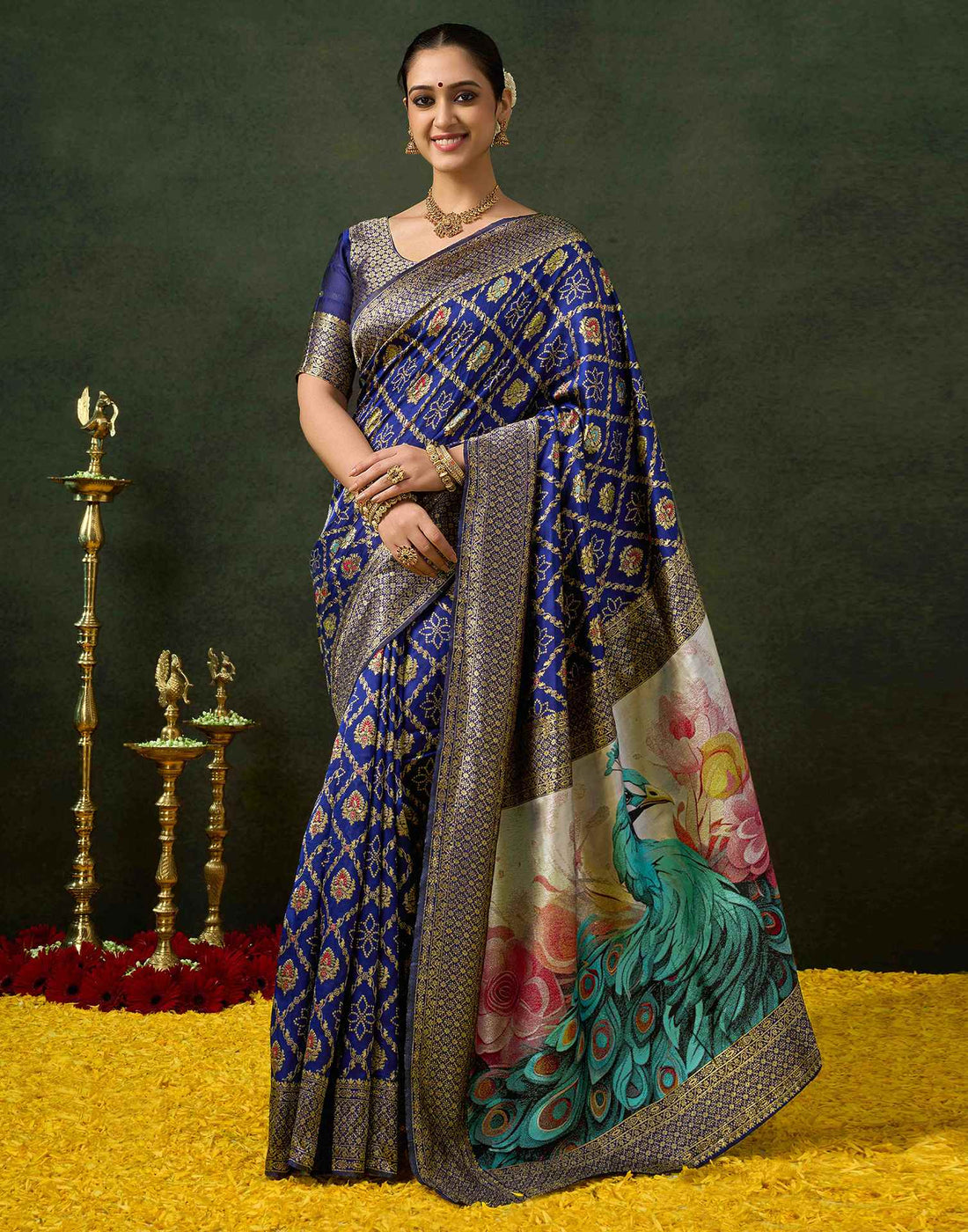 Royal Blue Silk Woven Banarasi Saree