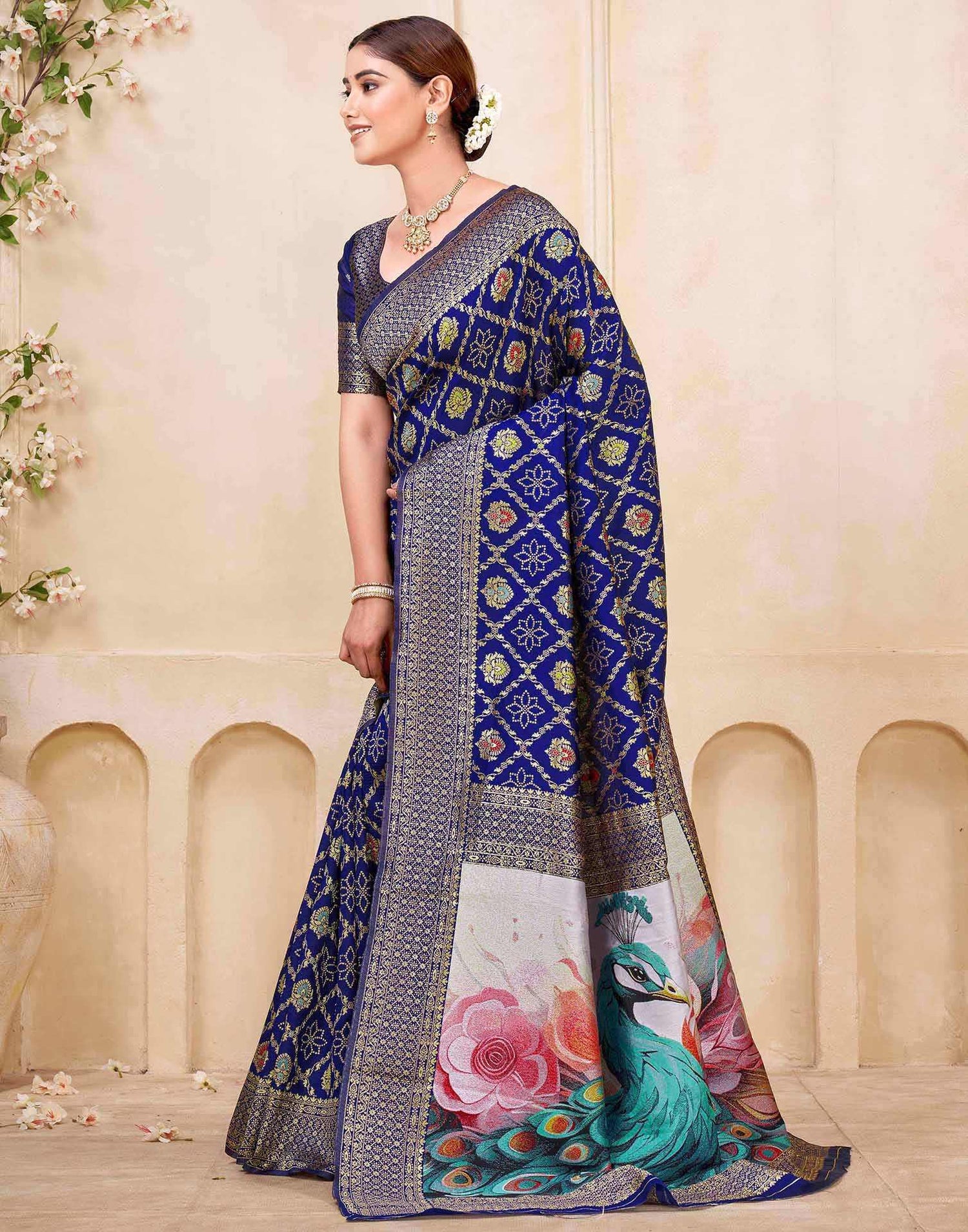 Royal Blue Silk Woven Banarasi Saree