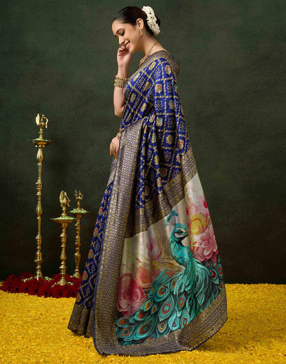 Royal Blue Silk Woven Banarasi Saree