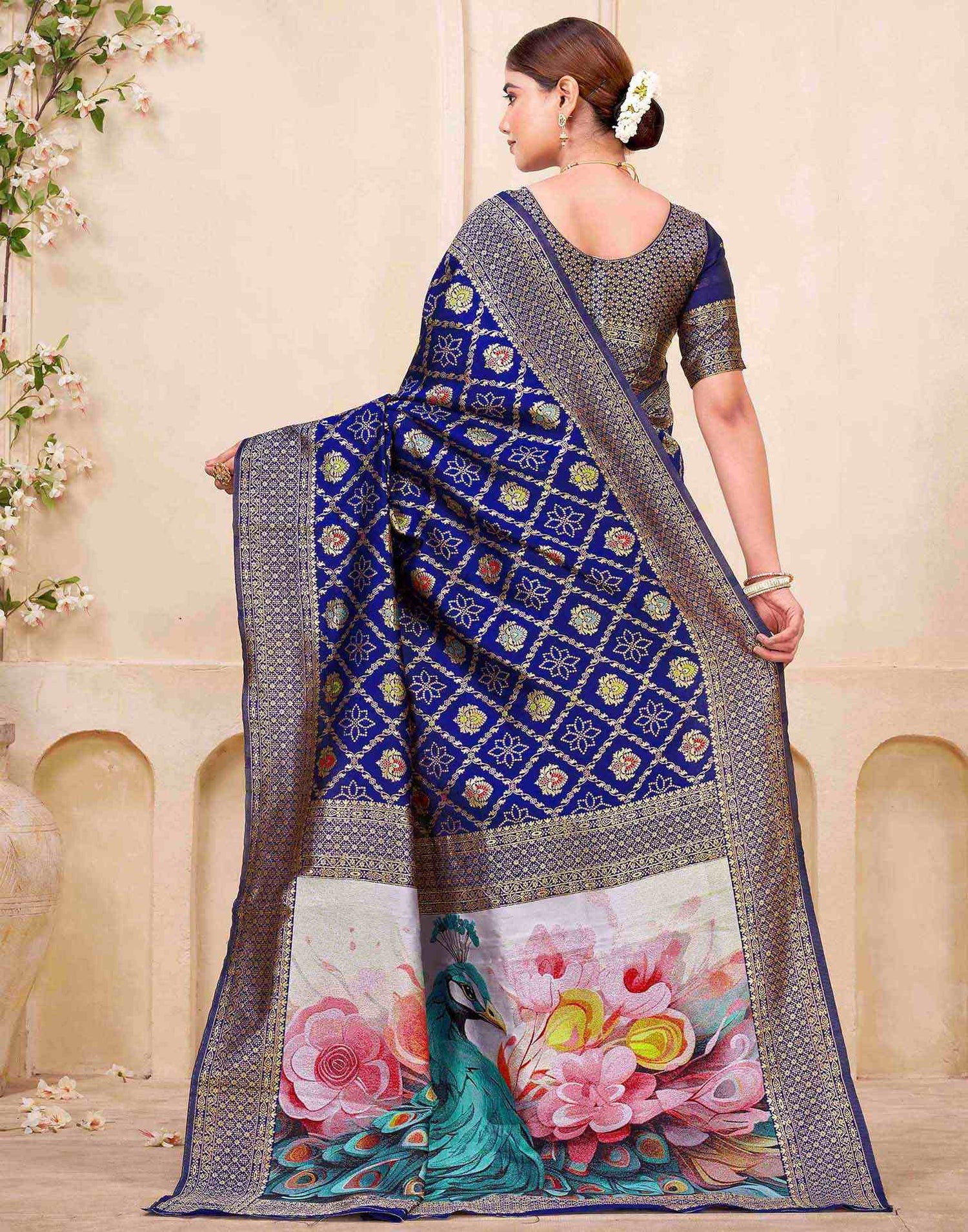 Royal Blue Silk Woven Banarasi Saree