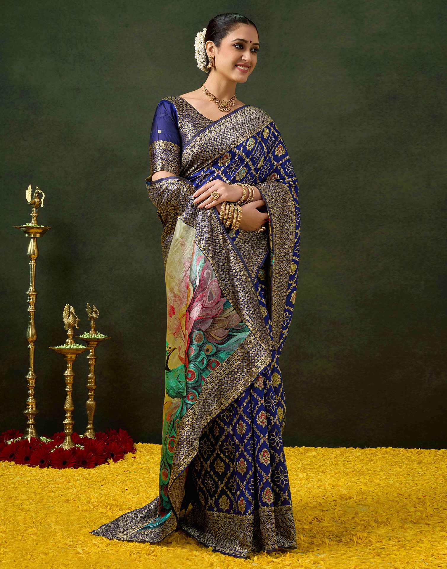 Royal Blue Silk Woven Banarasi Saree