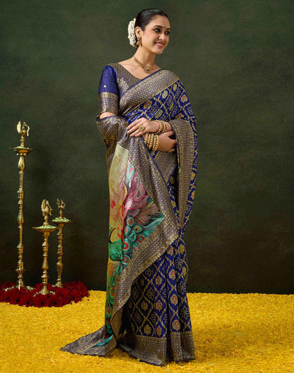 Royal Blue Silk Woven Banarasi Saree