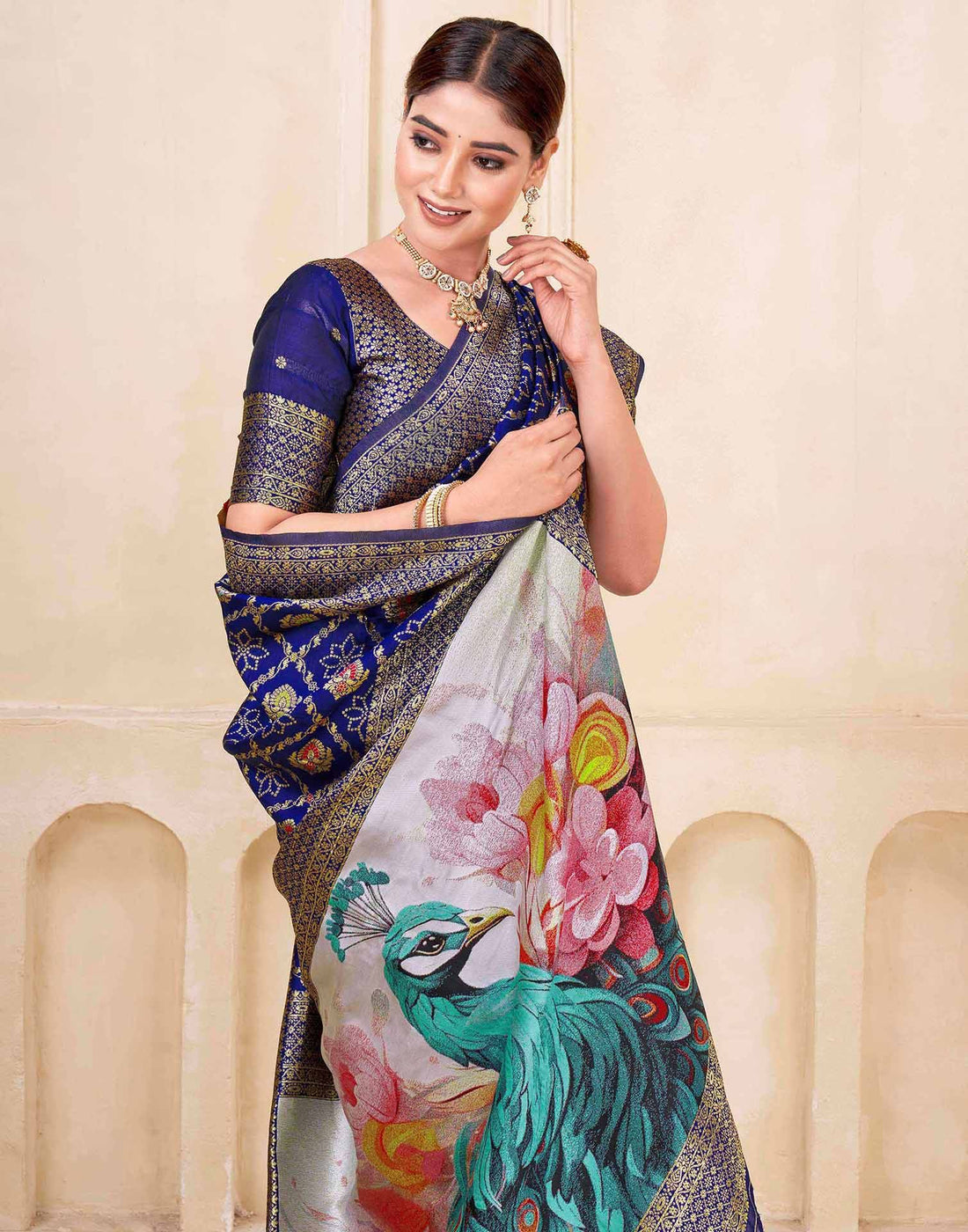 Royal Blue Silk Woven Banarasi Saree