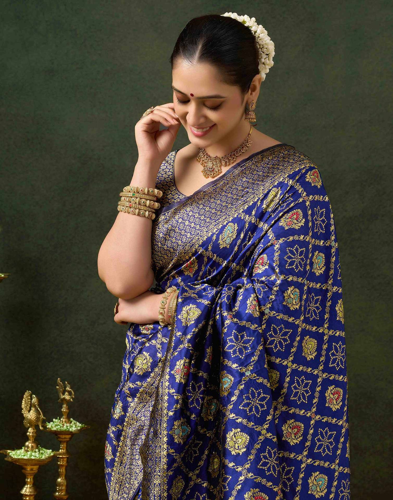 Royal Blue Silk Woven Banarasi Saree